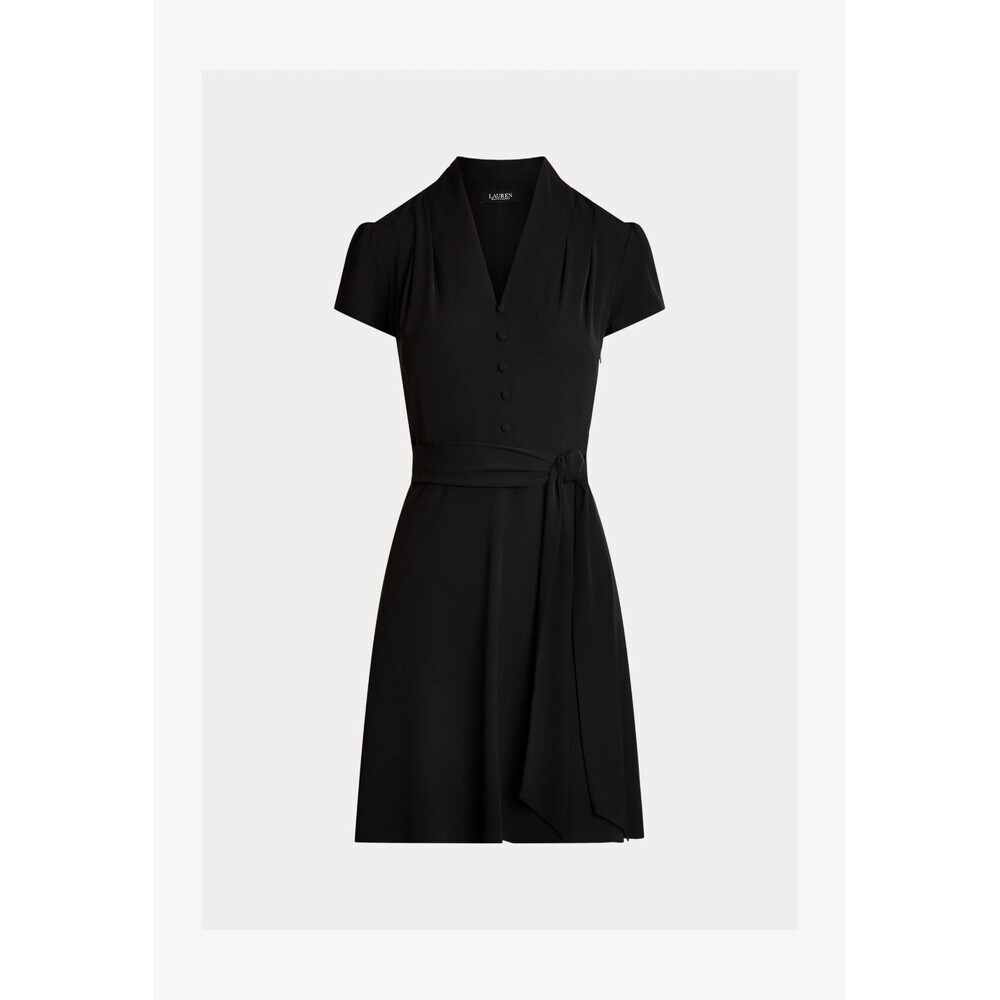 Lauren Ralph Lauren women's SHORT SLEEVE DAYDRESS Belted in black size 6 $220 - Picture 6 of 16